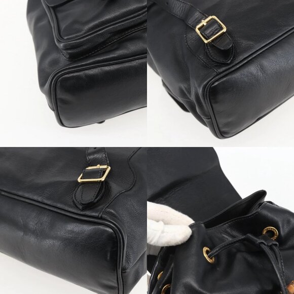 GUCCI Bamboo Backpack Leather Black Gold 003 2058 0016 Auth ka588 main image 9